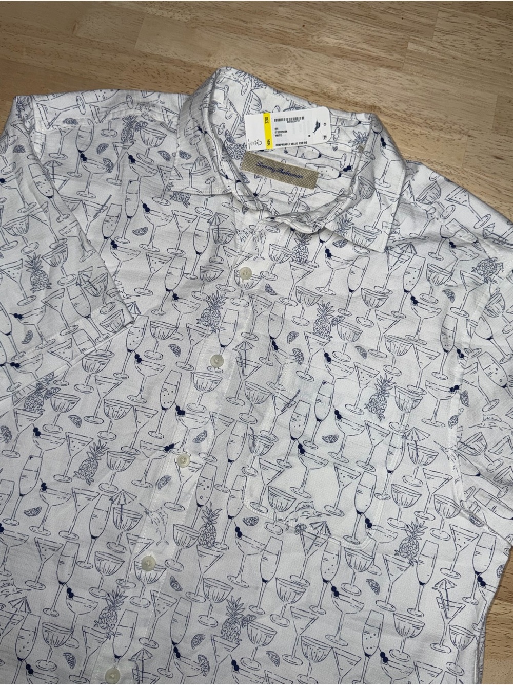 Tommy Bahama NEW Mojito Bay Sippin Soiree Shirt Mens White Short Sleeve Medium